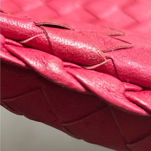 Woven Leather Hobo Bag - Red - Picture 3 of 6